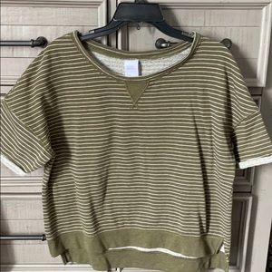 green and white striped shirt